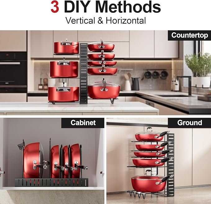 MUDEELA 8-Tier Pots and Pans Organizer under Cabinet, 16.61" Height Light Duty - Image 3