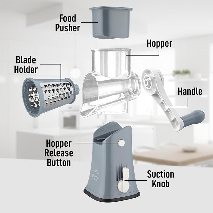 Zulay Kitchen Rotary Cheese Grater 5 Blade Cheese Shredder - Image 8