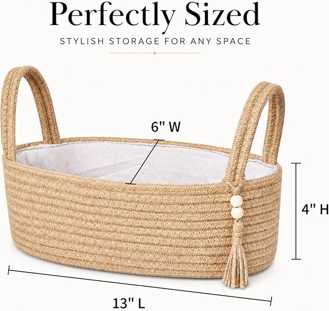 ABenkle Small Storage Basket, Jute Rope Woven Toilet Paper Tray Organizer - Image 7