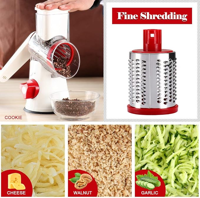 Ourokhome Rotary Cheese Grater Hand Crank, Kitchen Shredder Speed Mandolin - Image 4