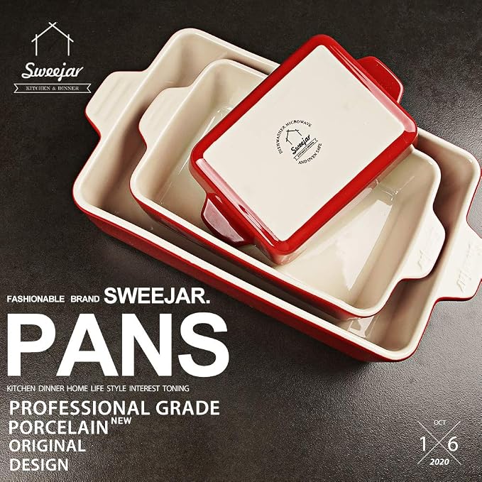Sweejar Ceramic Bakeware Set, Rectangular Baking Dish - Image 2