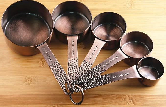 Copper Measuring Cups and Spoons Set, Metric & US Stainless Steel 5 Measuring - Image 7