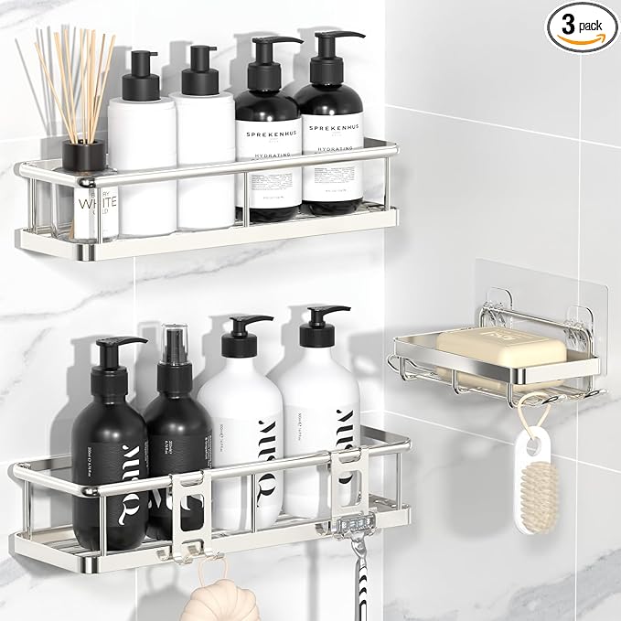 YASONIC Shower Caddy Adhesive, No Drill Bathroom Organizers, Rust Proof Shower by YASONIC
