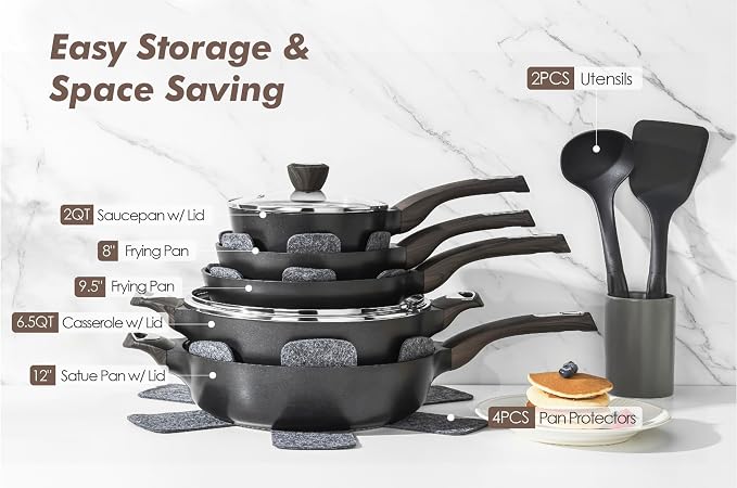 SENSARTE Pots and Pans Set Non stick, Non toxic Healthy Induction Cookware Sets - Image 3