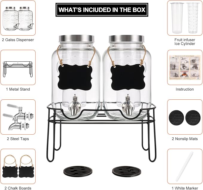Drink Dispenser, 1 Gallon Beverage Dispenser - Image 3