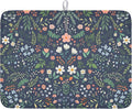 Floral Dish Drying Mat for Kitchen Counter Rustic Flower Leaves Print by Unknown