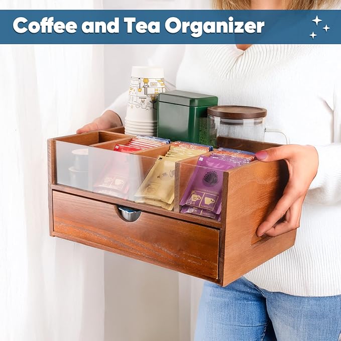 Coffee Bar Station Organizer for Countertop, Coffee and Tea Drawer Organizer - Image 6