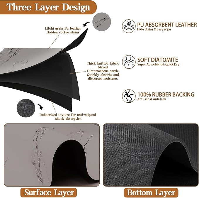 Dish Drying Mats for Kitchen Counter, Quick Dry Dish Rack Pad - Image 3