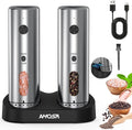 Electric Salt and Pepper Grinder Set, Upgraded 2-Speed Setting, External 6 by AMOSA