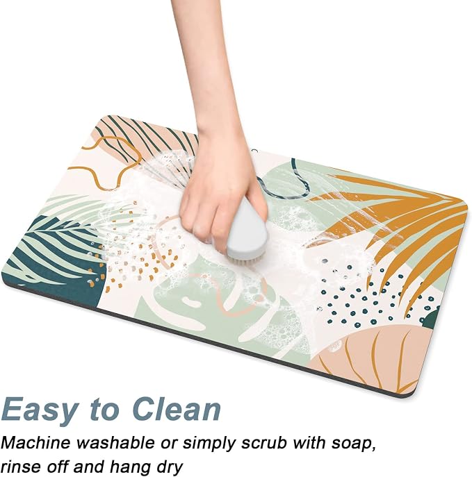 Rnivvi Coffee Mat, Hide Stain Rubber Backed Absorbent Dish Drying Pad - Image 5