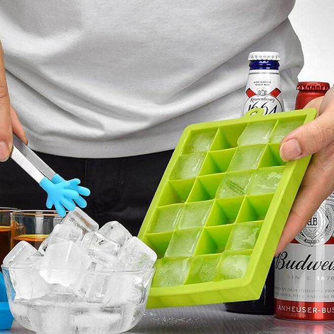Ice Cube Tray, Silicone Square Ice Trays Easy Release Stackable Ice Cube Mold - Image 3
