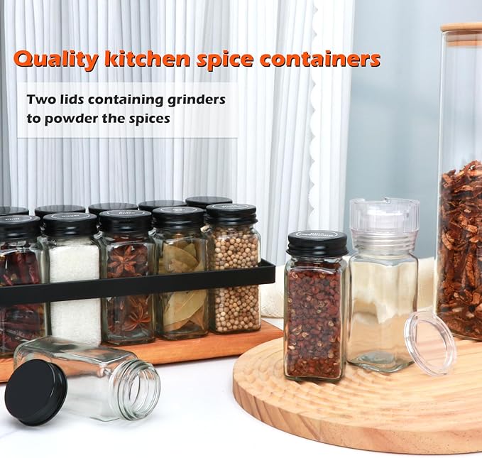 Maredash 24pcs Spice Jars with180 Labels, Glass Spice Jars, Seasoning Containers - Image 6