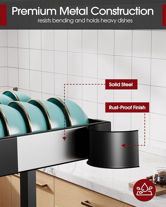 Sakugi Over The Sink Dish Drying Rack, Expandable 2-Tier Stainless Steel - Image 5