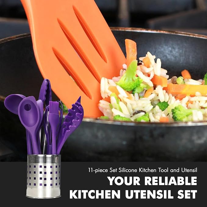 Chef Craft Premium Silicone Kitchen Tool and Utensil Set, 11 Piece - Image 5