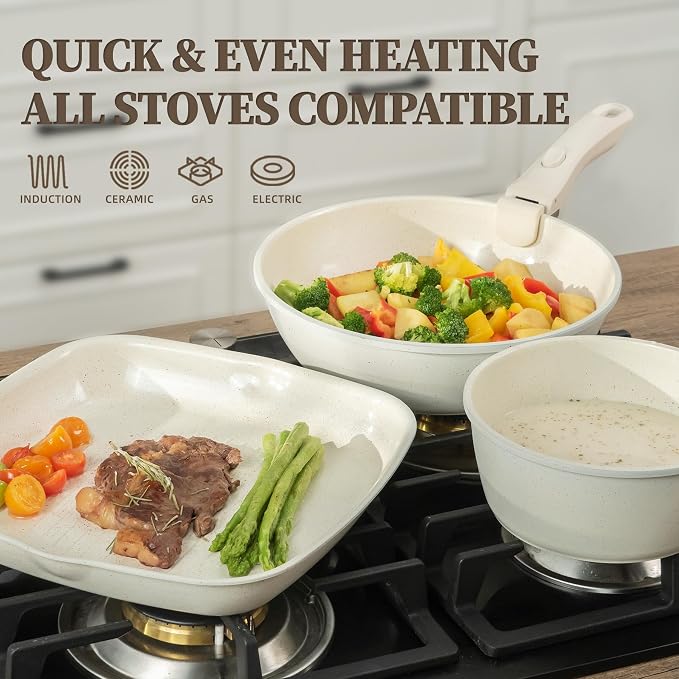 23Pcs Ceramic Cookware Set Non Stick Pots and Pans Set Non Toxic - Image 5