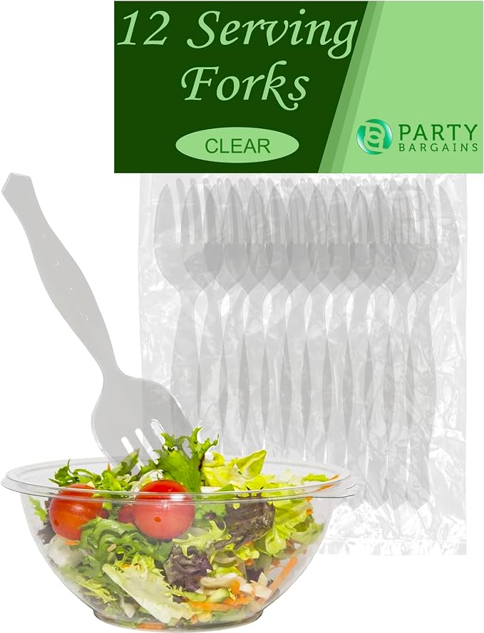 PARTY BARGAINS Disposable Clear Plastic Serving Forks 8.75 Inch – Heavy Duty by PARTYBARGAINS