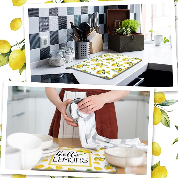 Zonon Dish Drying Mat for Kitchen Counter 16 x 24 Microfiber Absorbent Dish - Image 4