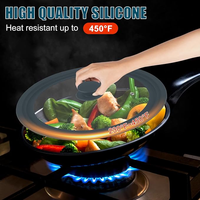 Universal Lid for Pots Pans and Skillets, 2 Pack Pan Cover fit 7", Silicone - Image 3