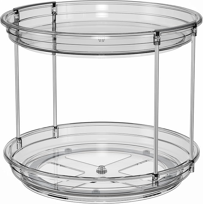 LAMU 2 Pack 2 Tier Lazy Susan Turntable Organizer 9.25'' Rotating Spice Rack - Image 9