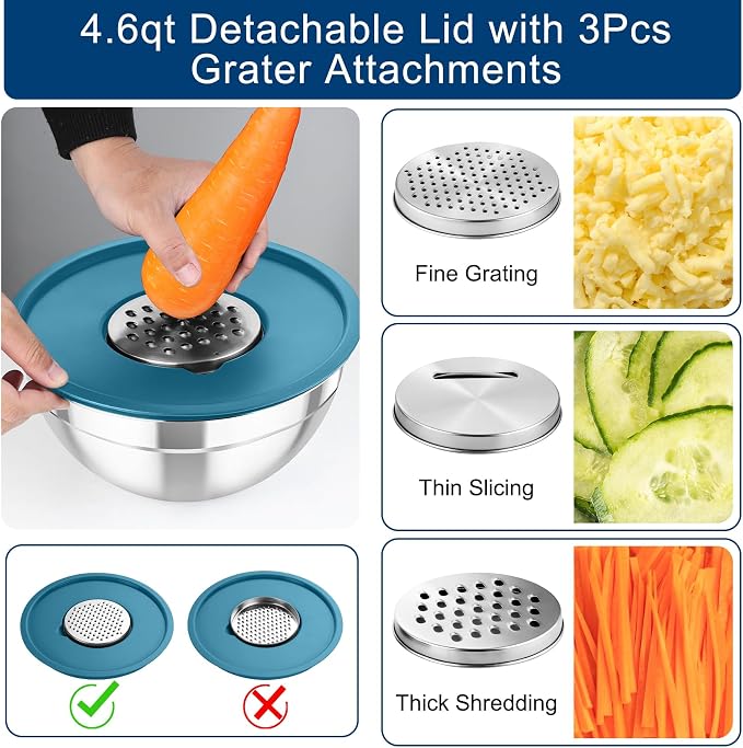 TeamFar Mixing Bowls with Lids, - Image 4