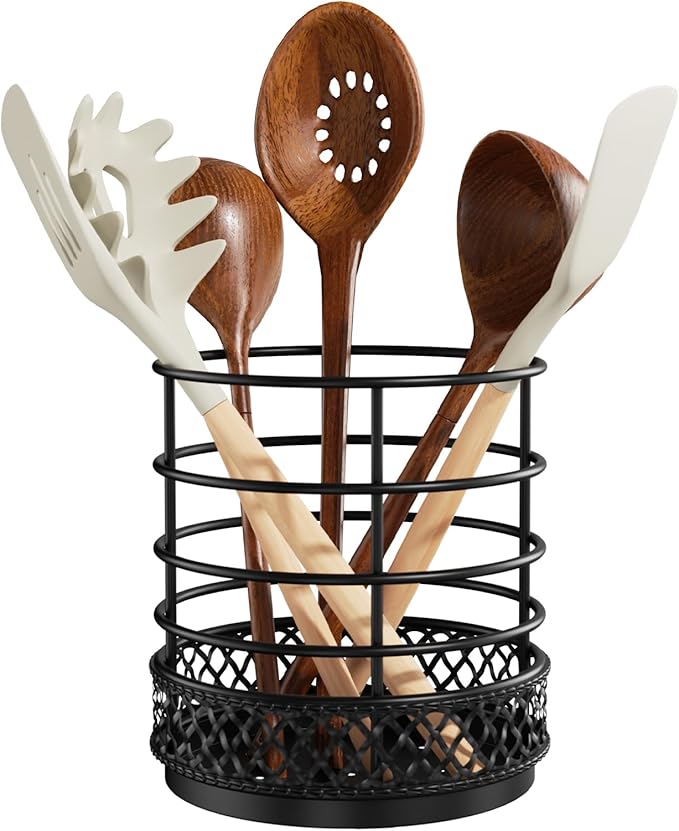 Metal Kitchen Utensil Holder for Kitchen Counter-5.43 x 5.98 inch, Fork & Knife by GIGIFTREE