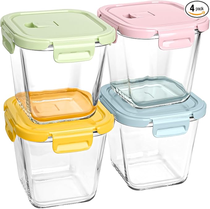 Glass Soup Containers with Lids 32oz by Susukkie