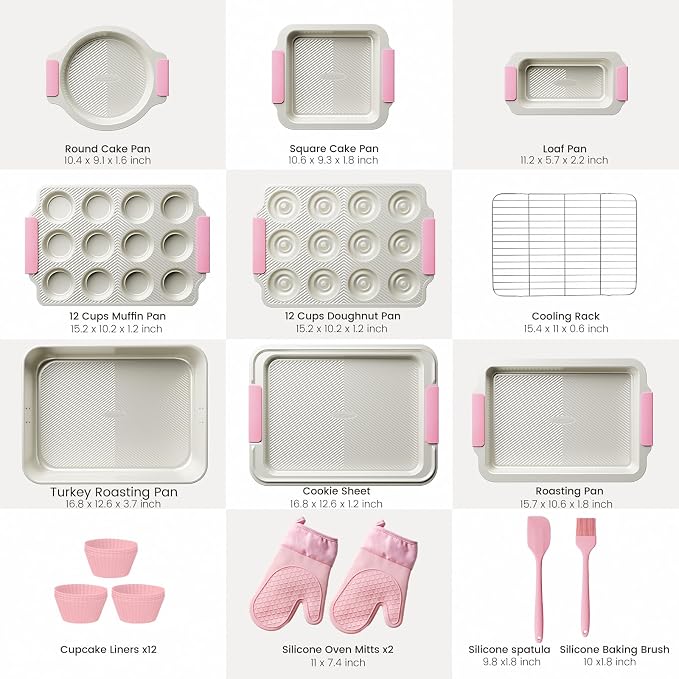 Kikcoin 25 PCS Stackable Baking Pans Set, Non-stick Bakeware Sets - Image 2