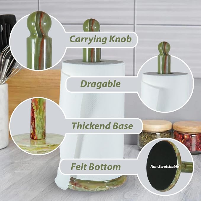 Handmade Green Onyx Paper Towel Holder – Unique Natural Stone Stand - Image 7