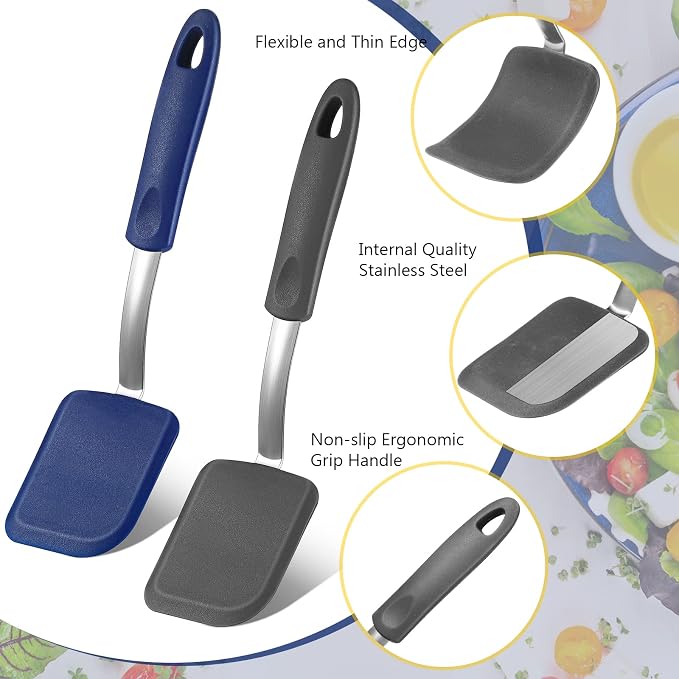 Silicone Cookie Spatula Turner 2 Pack Mini Brownie Spatula Flexible Kitchen - Image 3