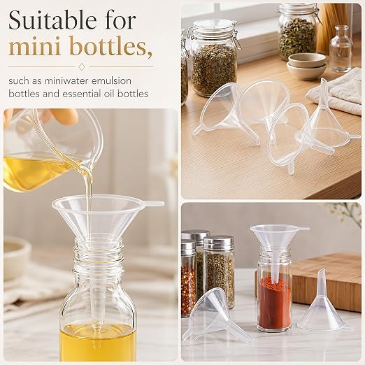 Hoolerry 200 Pcs Small Funnel for Filling Small Bottles Clear Plastic Mini - Image 7
