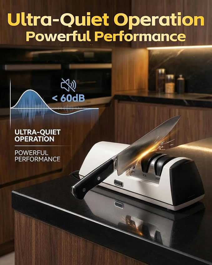 Professional Electric Knife Sharpener, 3-Stage High-Grit Diamond Sharpening - Image 9