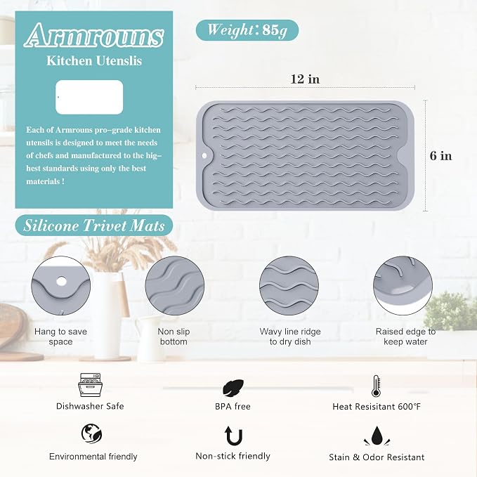 Silicone Dish Drying Mat, Hot Pot, Hot Dishes - Image 2