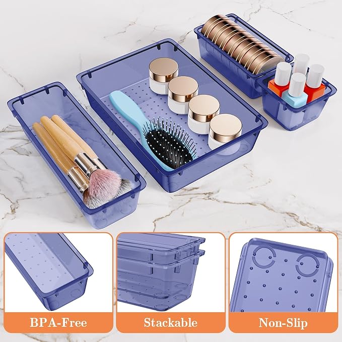 SpaceHacks 25 PCS Plastic Drawer Organizer Set, 4-Size Versatile Organizer - Image 3