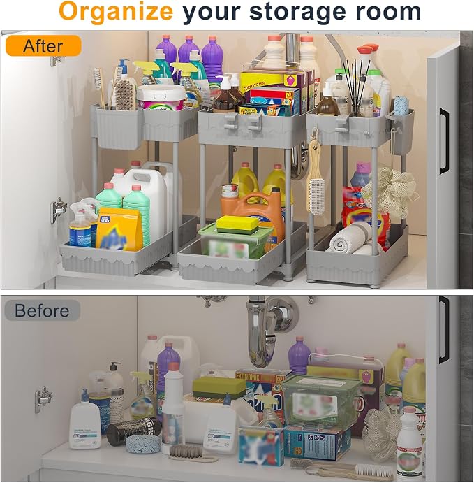 Sevenblue 3 Pack Under Sink Organizers, 2-Tier Multi-Use Kitchen and Bathroom - Image 4