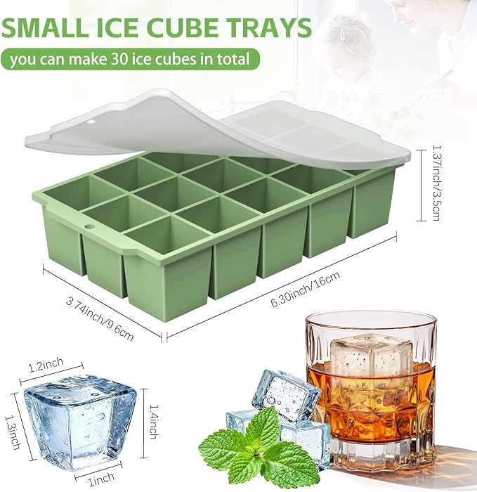 Silicone Ice Cube Tray with Locks Lids, Easy Release Flexible 15 Square Ice - Image 2