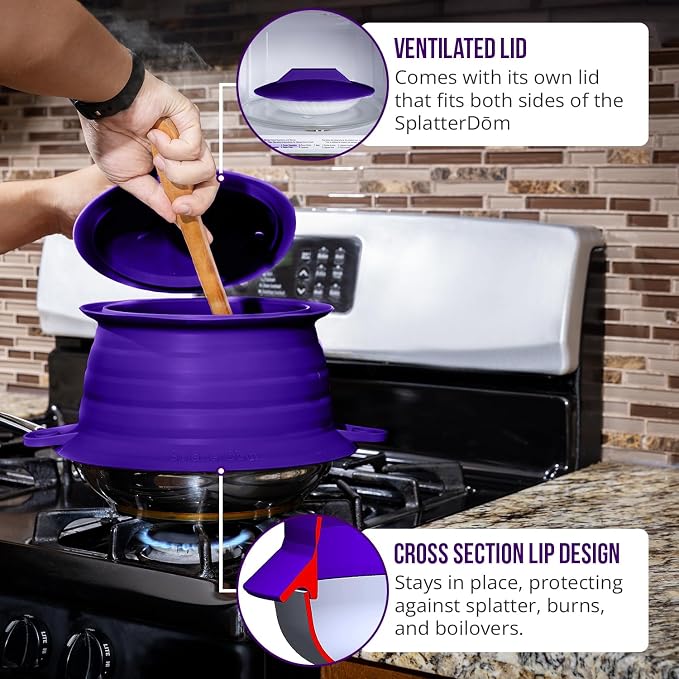 L.I.Q Silicone Splatter Guard – Fits 10 and 12 Inch Pots – Microwave Safe and - Image 5