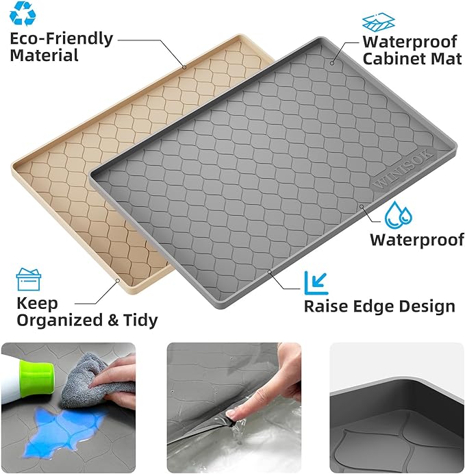Winisok Silicone Under Sink Mat 22" x 19", Kitchen Essentials and Gadgets - Image 3