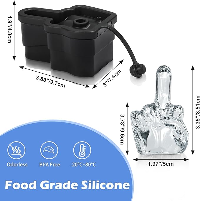Middle Finger Ice Cube Mold – Large Reusable Silicone Tray - Image 2