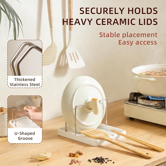 Pot Lid Holder and Spoon Rest, 2-in-1 Kitchen Counter Organizer - Image 6