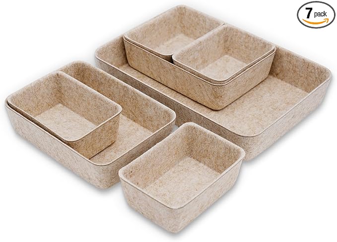 Welaxy Office Drawer organizers felt storage bins Shallow Small Desk trays Draw by Welaxy