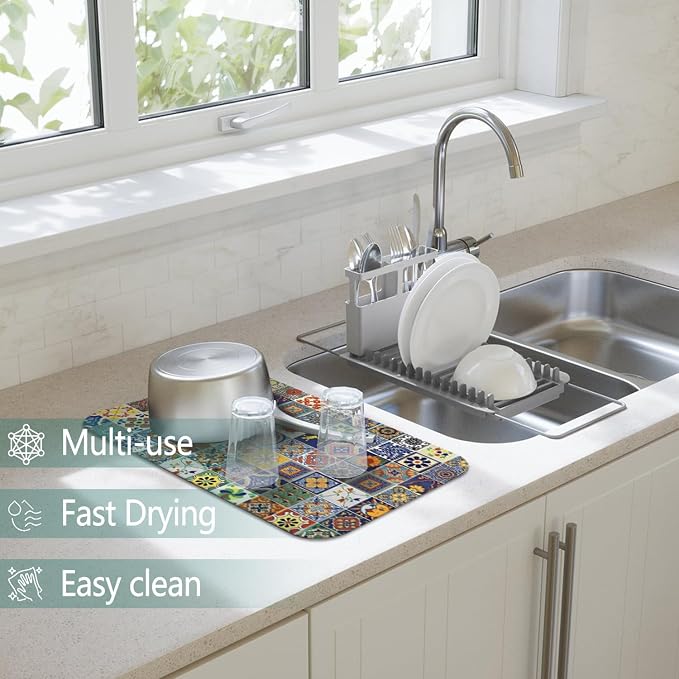 Dish Drying Mat for Kitchen Counter 2 Pack - Image 2