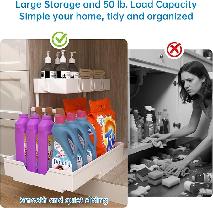 NATURE'S SOURCE 2-Tier Under Sink Organizers and Storage 2 Pack Sliding L-shape - Image 7