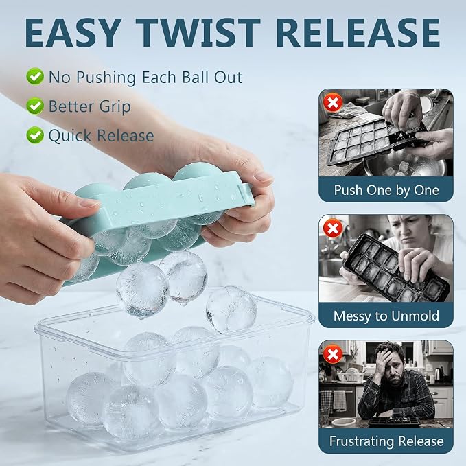 WIBIMEN Large Ice Cube Molds, Big Round Whiskey Ice Cube Trays - Image 3