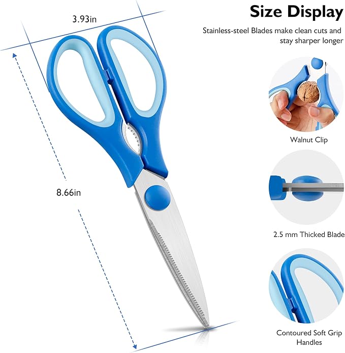 Kitchen Shears - Heavy Duty Cooking Scissors, Dishwasher Safe, Stainless Steel - Image 2