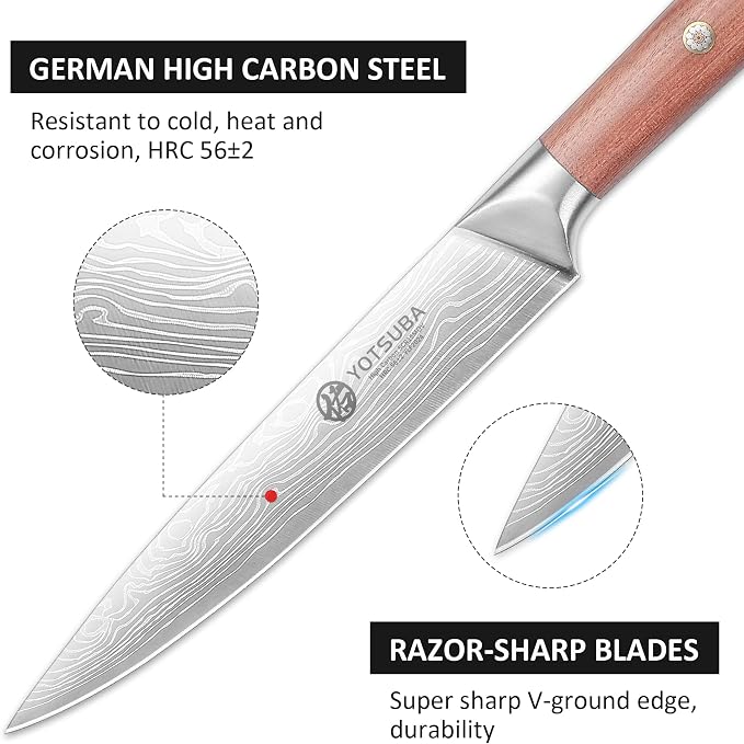 YOTSUBA Japanese Carving Knife and Fork Set, Razor-Sharp German Stainless Steel - Image 4