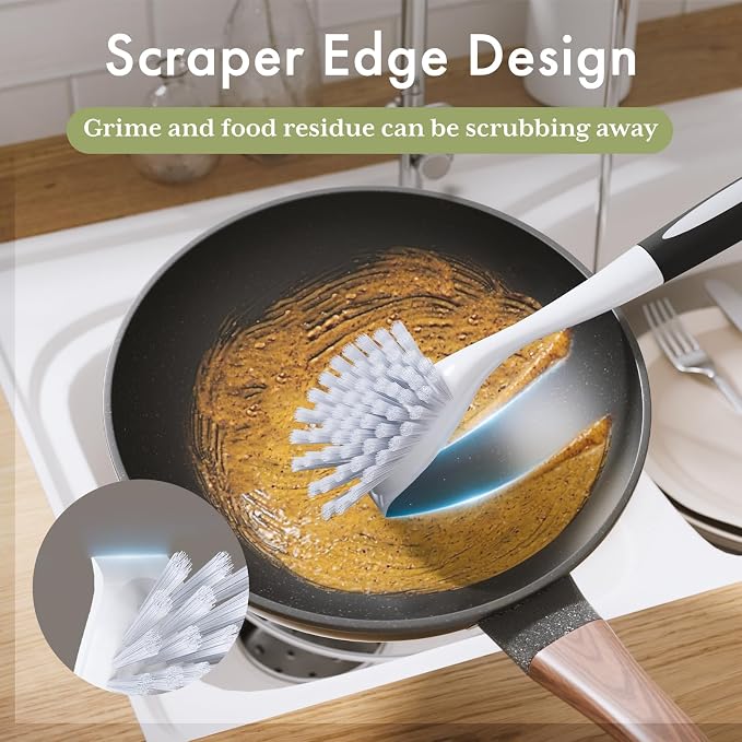 Amazer Dish Brush with Handle, 2 Pack Kitchen Scrub Brushes - Image 5