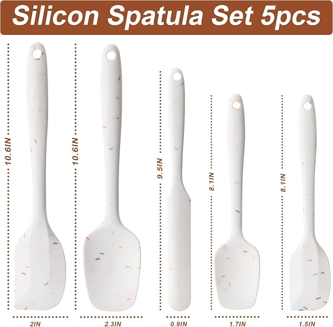 Silicone Spatula Set, 5 Piece Food Grade Rubber Spatulas - Image 2