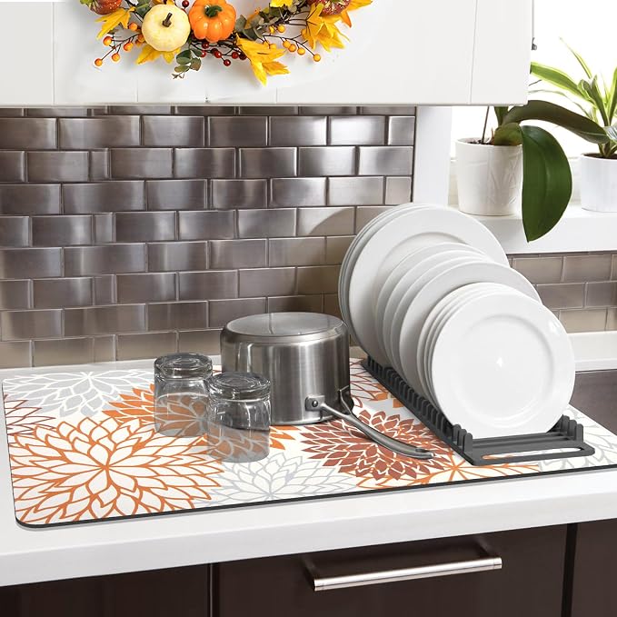 Findosom 2PCS 16" x 24" Fall Dish Drying Mat & 24" x 5.5" Sink Splash Guard - Image 7