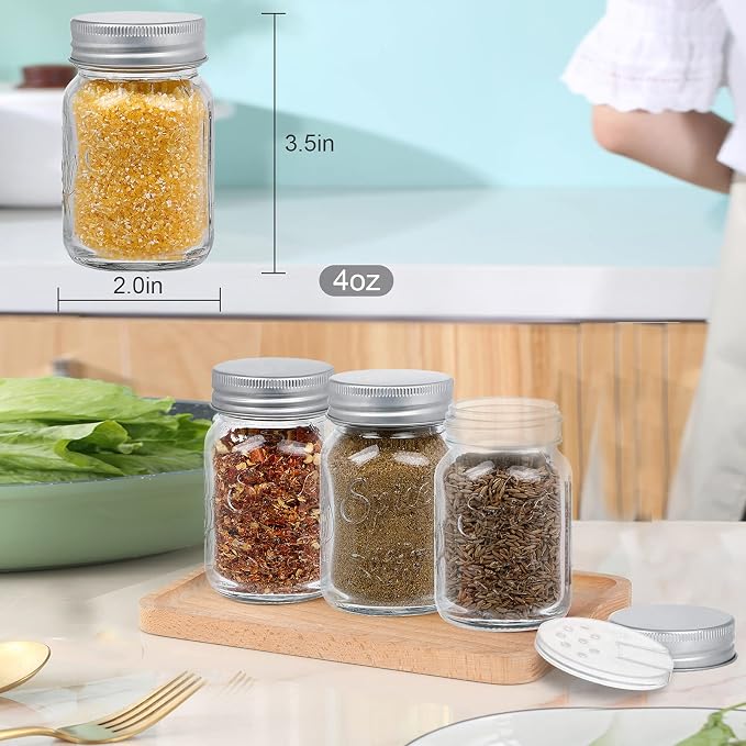 30 Pack 4oz Glass Mason Spice Jars Bottles, Empty Round Containers - Image 2