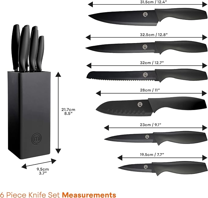 MasterChef Knife Set with Block, 6 Kitchen Knives and a Universal Knife Holder - Image 7